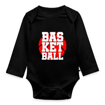 Basketball Ball Slam Dunk Rebound Gift - Organic Longsleeve Baby Bodysuit - black - Front