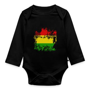 Flag Bolivia Red Yellow Green Distressed - Organic Longsleeve Baby Bodysuit - black - Front