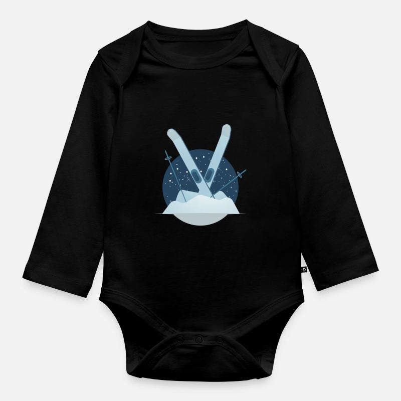 Ski, ski - Body Bébé bio manches longues - noir
