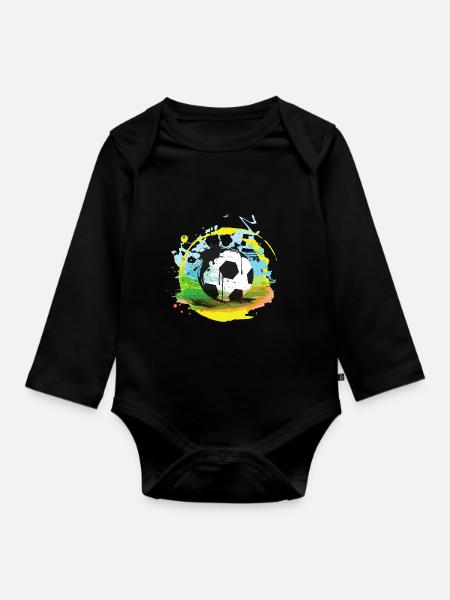 Fußball Geschenk Fußballbekleidung Jungen Mädchen - Baby Bio-Langarm-Body - Schwarz