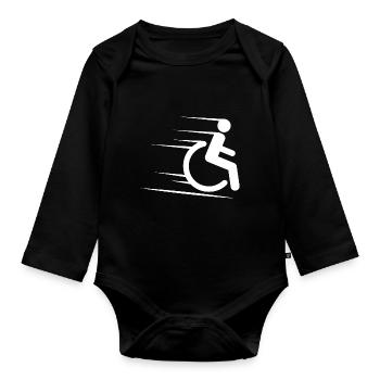 Rollstuhl Behinderung - Baby Bio-Langarm-Body - Schwarz - Vorne