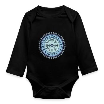 Vegvisir symbol runic script - Organic Longsleeve Baby Bodysuit - black - Front