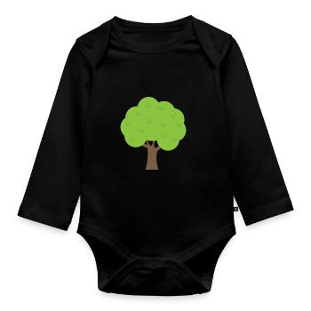 tree - Organic Longsleeve Baby Bodysuit - black - Front