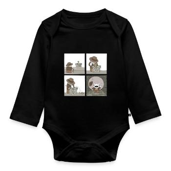 Indiana Jones Cat - Body Bébé bio manches longues - noir - Devant