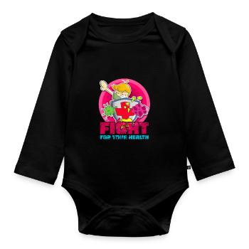 Fight for your health - Organic Longsleeve Baby Bodysuit - black - Front