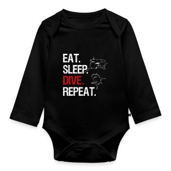 Eat Sleep Dive Repeat - Requin marteau - Body Bébé bio manches longues - noir - Devant