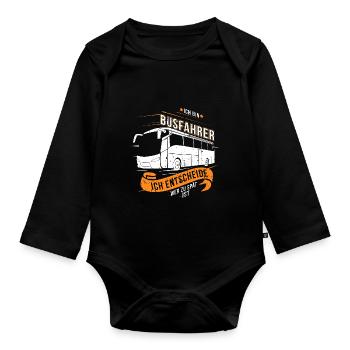 Busfahrer für Reisebus - Reisebusfaher - Baby Bio-Langarm-Body - Schwarz - Vorne
