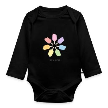 Je suis un arc-en-ciel popsicle amer - Body Bébé bio manches longues - noir - Devant