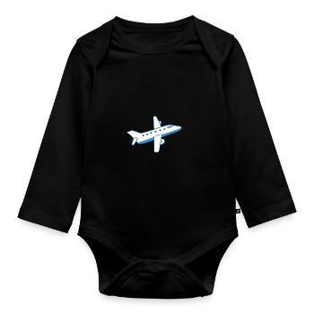 Airplane Plane - Baby Bio-Langarm-Body - Schwarz - Vorne