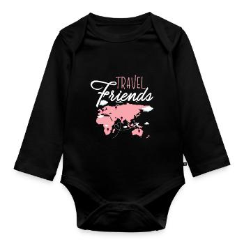 Travel Friends Girl - Frauen Reise Reisen Urlaubsr - Baby Bio-Langarm-Body - Schwarz - Vorne