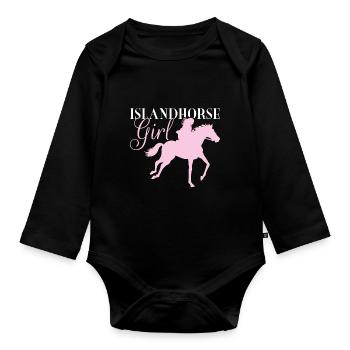 Icelandic horse girl - Icelandic horse horse - Organic Longsleeve Baby Bodysuit - black - Front