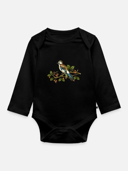 Eichelhäher - Baby Bio-Langarm-Body - Schwarz