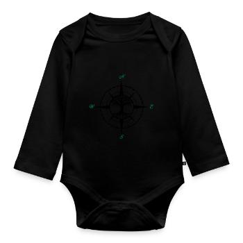 compass tree of life 02 - Organic Longsleeve Baby Bodysuit - black - Front