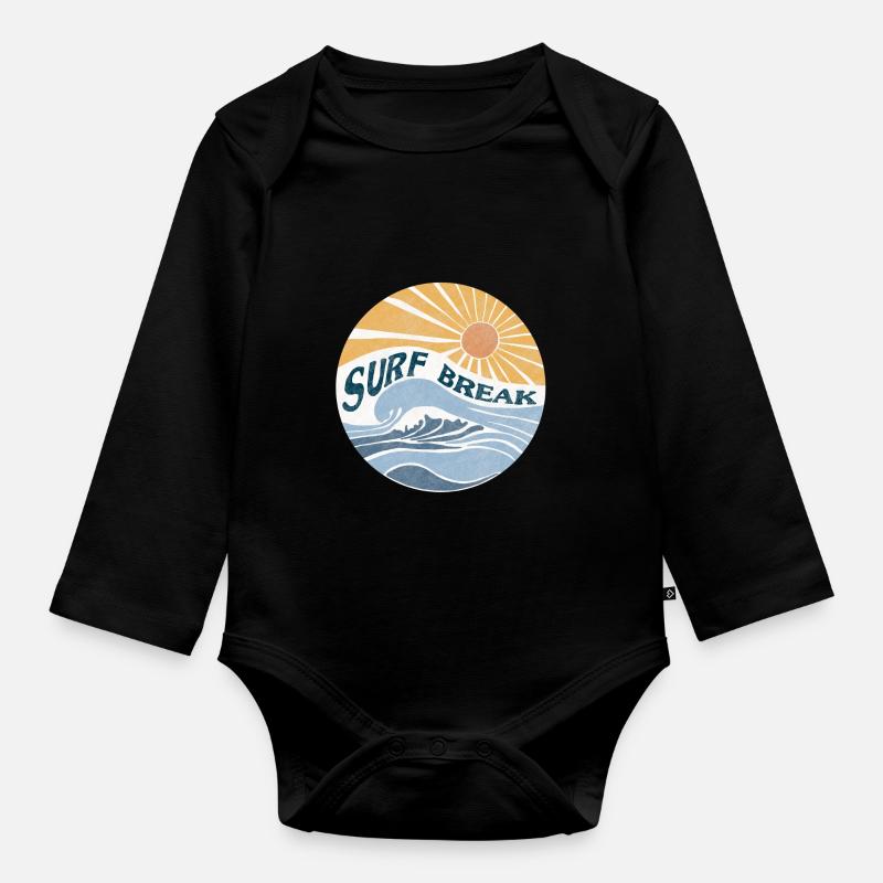 Pause surf - Body Bébé bio manches longues - noir