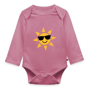 Heureux soleil. - Body Bébé bio manches longues - mauve - Devant