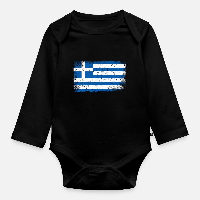 Drapeau de la grèce - Body Bébé bio manches longues - noir