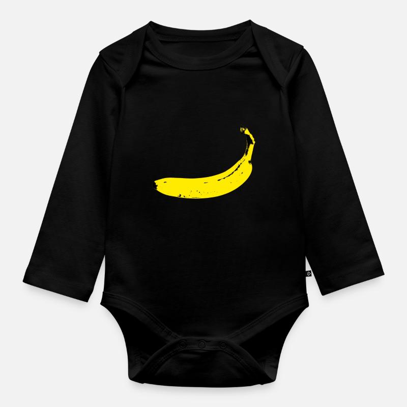 Stencil Banane - Baby Bio-Langarm-Body - Schwarz