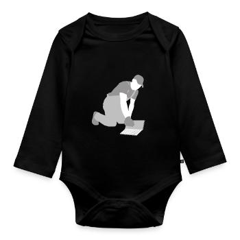 Fliesenleger Fliesen Arbeit - Baby Bio-Langarm-Body - Schwarz - Vorne