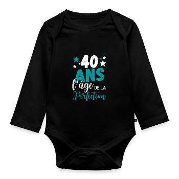 40 ans l'âge de la perfection cadeau humoristique - Body Bébé bio manches longues - noir - Devant