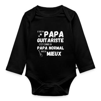 Un papa guitariste c'est comme un papa norma - Body Bébé bio manches longues - noir - Devant