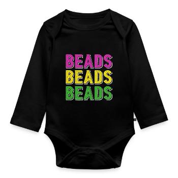 Beads Mardi Gras Carnival Mardi Gras costume gift - Organic Longsleeve Baby Bodysuit - black - Front