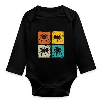 Tarentule rétro carrés araignée amant tarentule - Body Bébé bio manches longues - noir - Devant