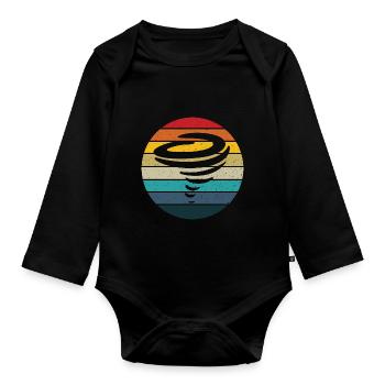 Tornado retro Sonnenuntergang Sturm Verfolger Geschenk - Baby Bio-Langarm-Body - Schwarz - Vorne