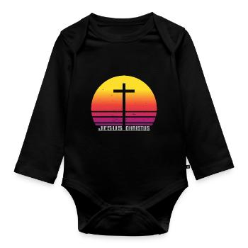 Jesus Christ - Organic Longsleeve Baby Bodysuit - black - Front