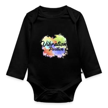 T-shirt vibration positive. - Body Bébé bio manches longues - noir - Devant