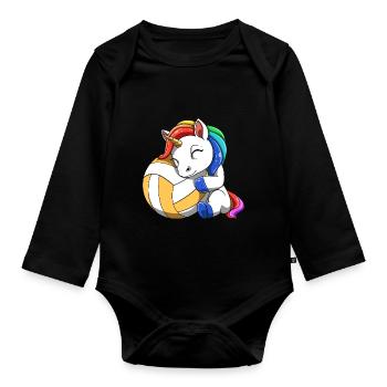 Volley-ball Licorne - Body Bébé bio manches longues - noir - Devant