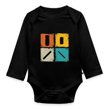 Kubb retro Quadrate kubb Yard Spielspieler - Baby Bio-Langarm-Body - Schwarz - Vorne