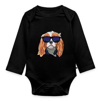 Funny Cavalier King Charles Spaniel Puppy Cute - Body Bébé bio manches longues - noir - Devant
