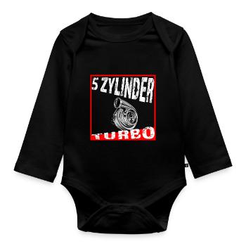 5 Zylinder Fünf Zylinder - Baby Bio-Langarm-Body - Schwarz - Vorne