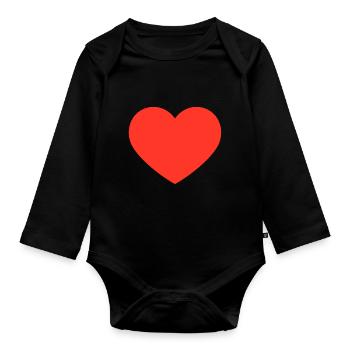 Coeur rouge - Body Bébé bio manches longues - noir - Devant