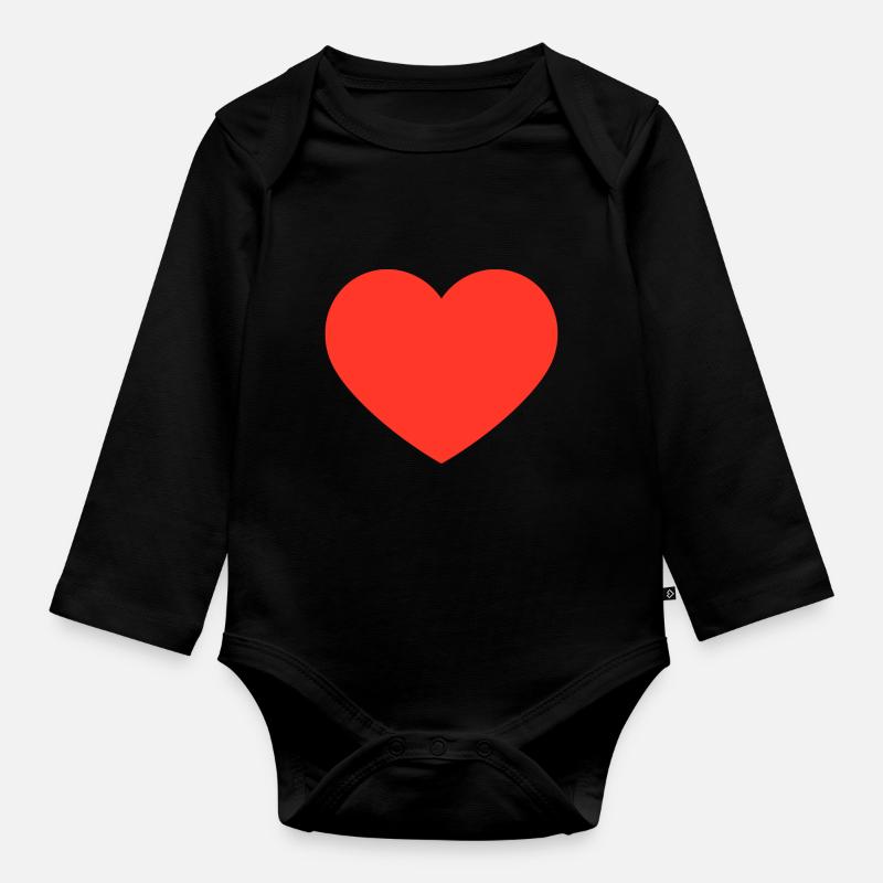 Rotes Herz - Baby Bio-Langarm-Body - Schwarz