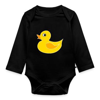 Ente Entchen Quietscheente Quak - Baby Bio-Langarm-Body - Schwarz - Vorne