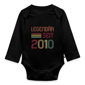 12ter Geburtstag Legendär Seit 2010 Geschenk - Baby Bio-Langarm-Body - Schwarz - Vorne