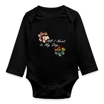 Empreintes de pattes pattes pattes chien chien - Body Bébé bio manches longues - noir - Devant