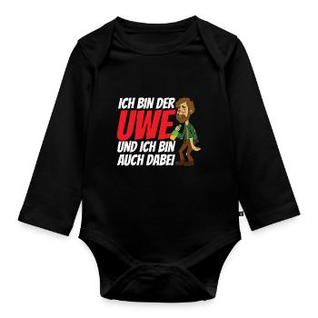 Ich bin der Uwe und bin auch dabei - Baby Bio-Langarm-Body - Schwarz - Vorne