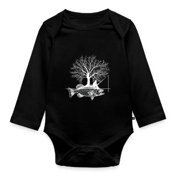 Funny Fishing Fish Angler Fishing Fishing Outfit - Organic Longsleeve Baby Bodysuit - black - Front