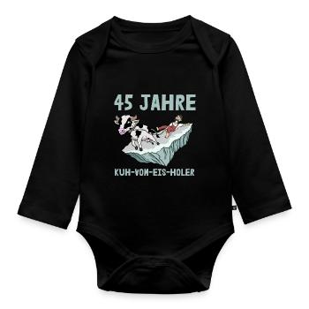 45 Jahre Firmenjubiläum Dienstjubiläum Kuh Vom Eis - Baby Bio-Langarm-Body - Schwarz - Vorne