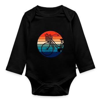 Bicycle retro sunset colorful - Organic Longsleeve Baby Bodysuit - black - Front