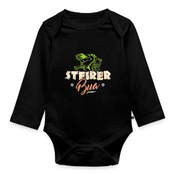 Steirer Bua Steirerbua Steiermark - Baby Bio-Langarm-Body - Schwarz - Vorne