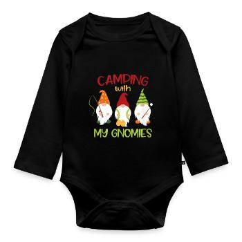 Camping mit meinen Gnomen - Baby Bio-Langarm-Body - Schwarz - Vorne