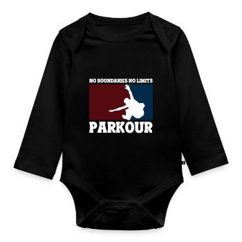 Parkour Running Gift - Organic Longsleeve Baby Bodysuit - black - Front