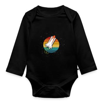 Raumschifft Galaxy Weltraum - Baby Bio-Langarm-Body - Schwarz - Vorne