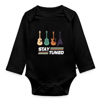 Guitar Music Guitarist Papa Guitar Grandpa - Organic Longsleeve Baby Bodysuit - black - Front