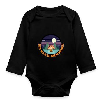 Ich hasse Menschen - Baby Bio-Langarm-Body - Schwarz - Vorne