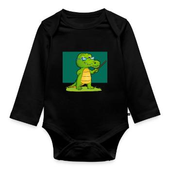 Teacher Crocodile Gift Teacher Alligator - Organic Longsleeve Baby Bodysuit - black - Front