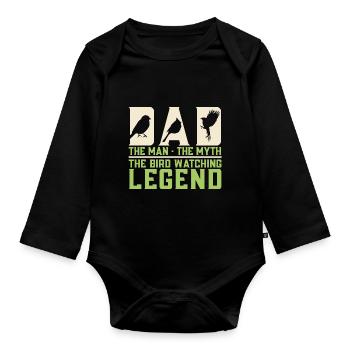 Dad The Man The Myth The Bird Watching Legend Bird - Baby Bio-Langarm-Body - Schwarz - Vorne